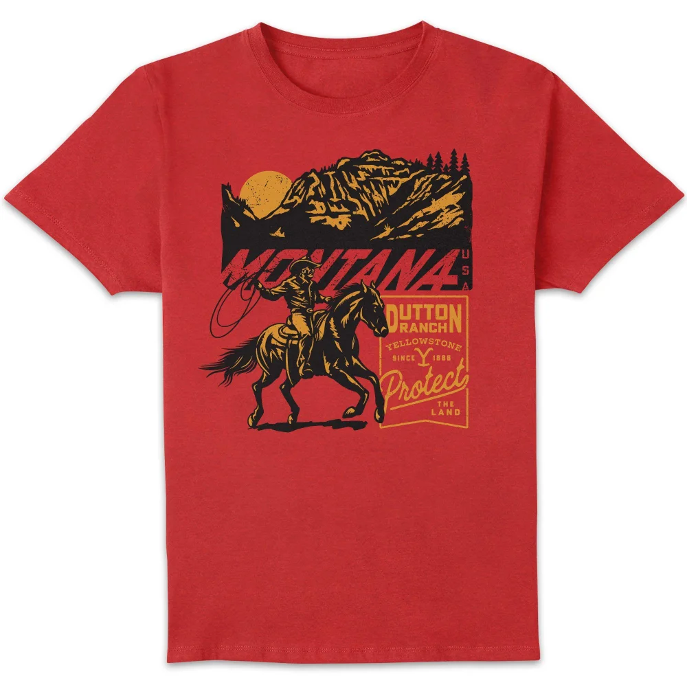 Yellowstone Montana USA Unisex T-Shirt - Red - S Image 1
