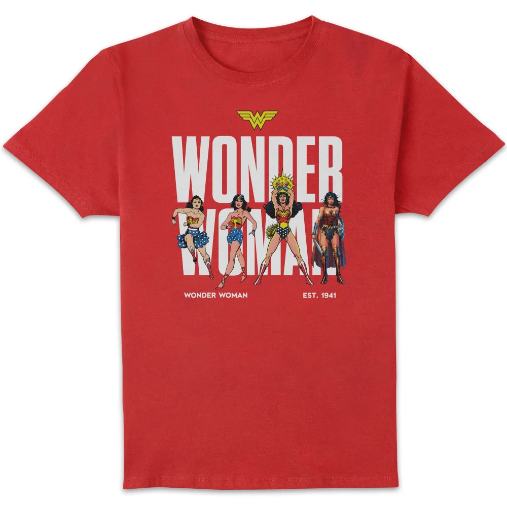 DC Comics Justice League Wonder Woman Through The Ages Unisex T-Shirt - Red - S Image 1