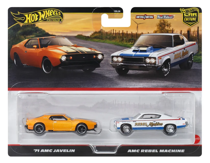 Hot Wheels Premium 2-Pack 2025 Mix 1 71 AMC Javelin & AMC Rebel Machine