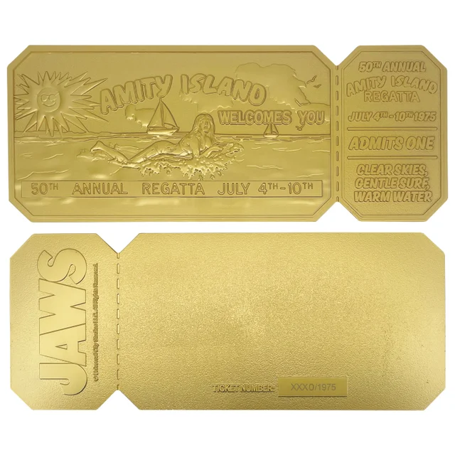 Jaws 50th Anniversary 24k Gold Plated Regatta Ticket