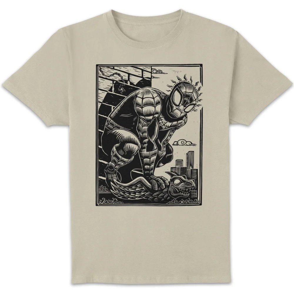 Marvel Spiderman Line Art Unisex T-Shirt - Cream - S Image 1