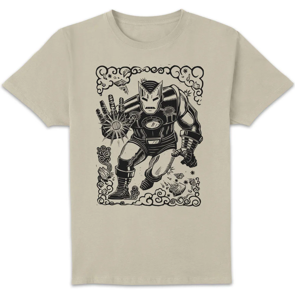 Marvel Ironman Line Art Unisex T-Shirt - Cream - S Image 1