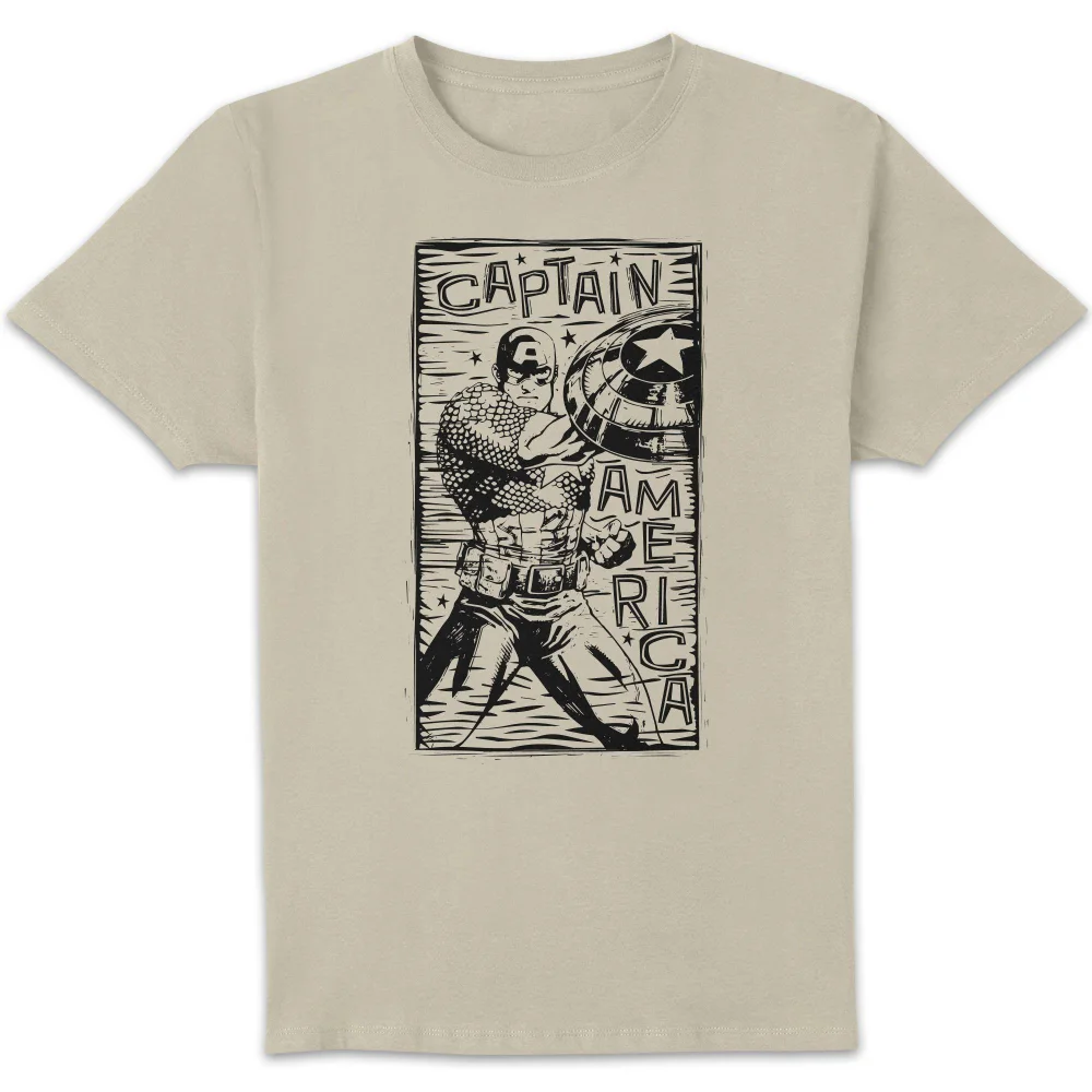 Marvel Captain America Line Art Unisex T-Shirt - Cream - S Image 1