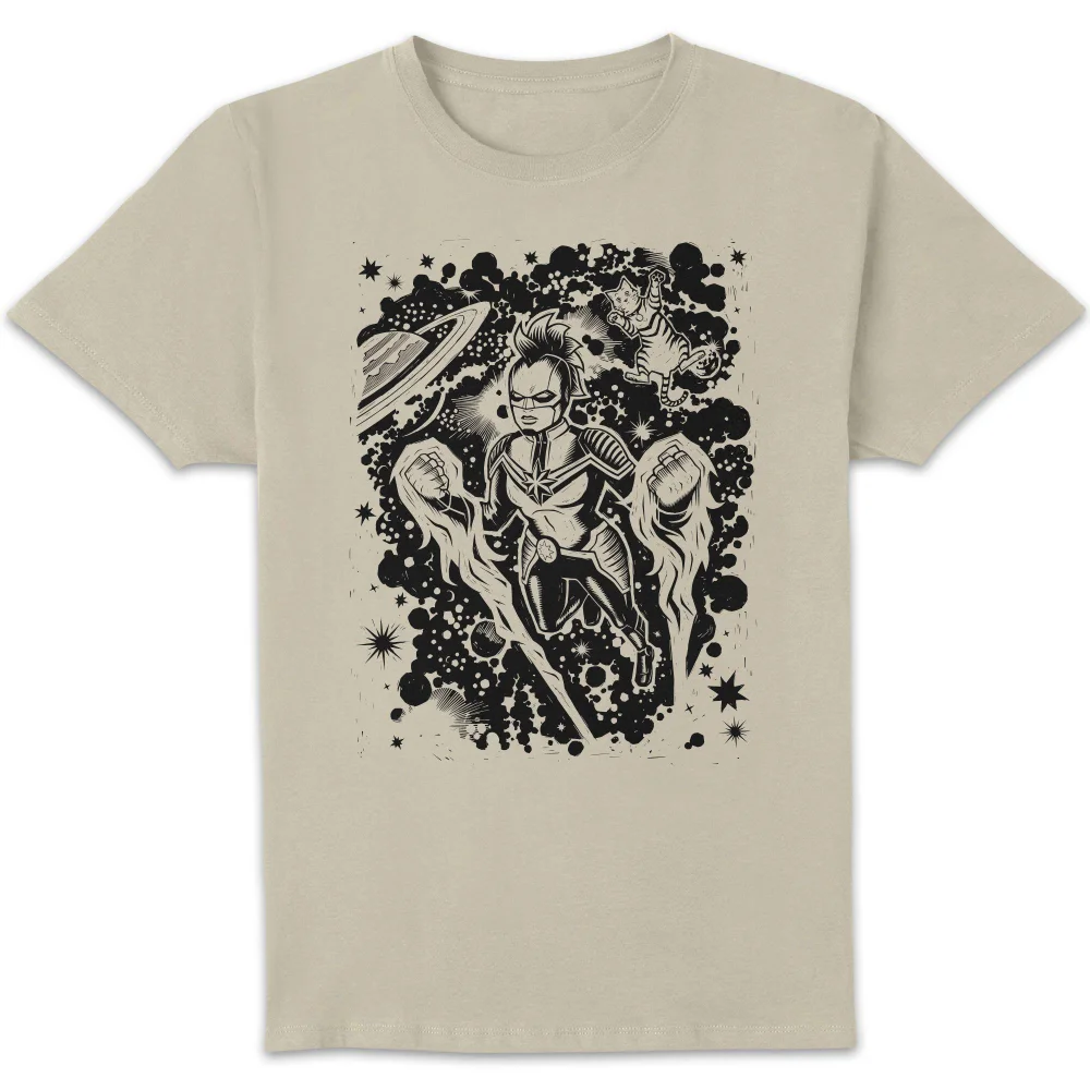 Marvel Captain Marvel Line Art Unisex T-Shirt - Cream - S Image 1