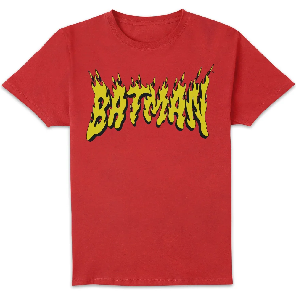 DC Comics Batman Text Fire Unisex T-Shirt - Red - S Image 1