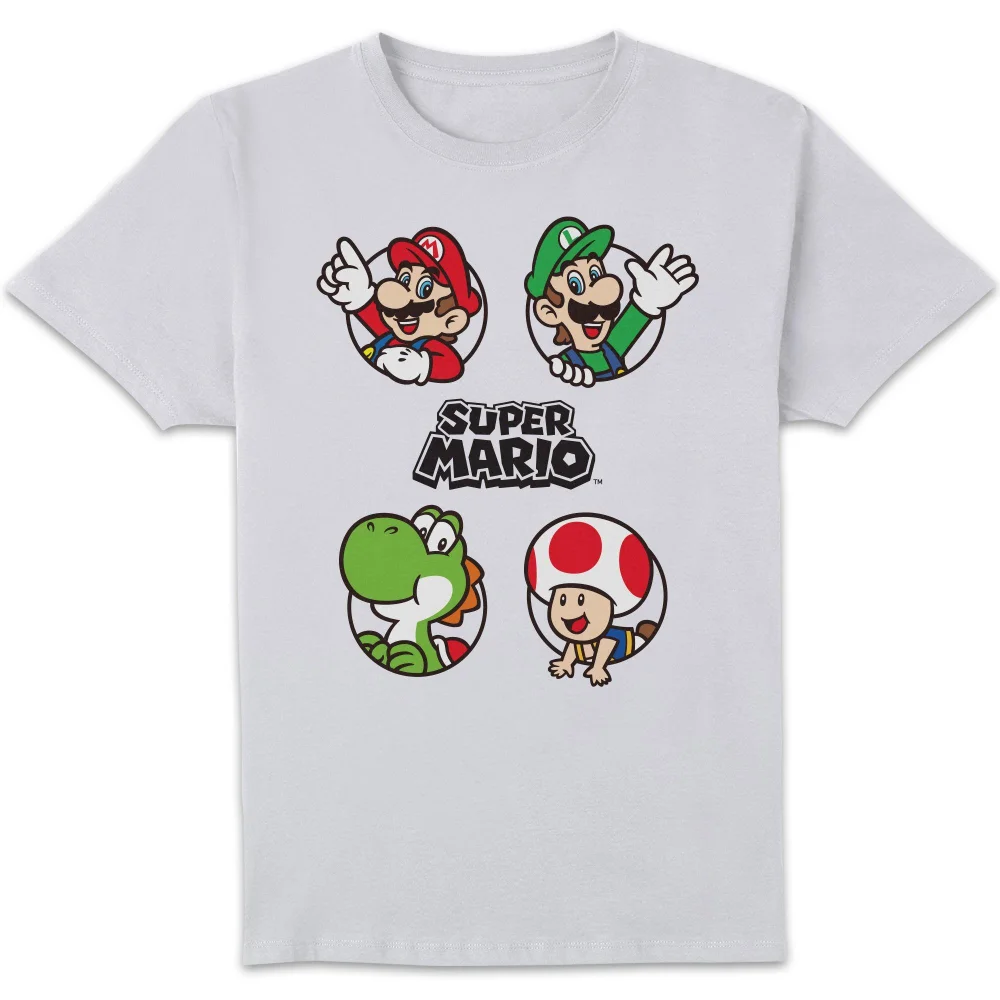 Nintendo Super Mario Circles Unisex T-Shirt - White - S Image 1