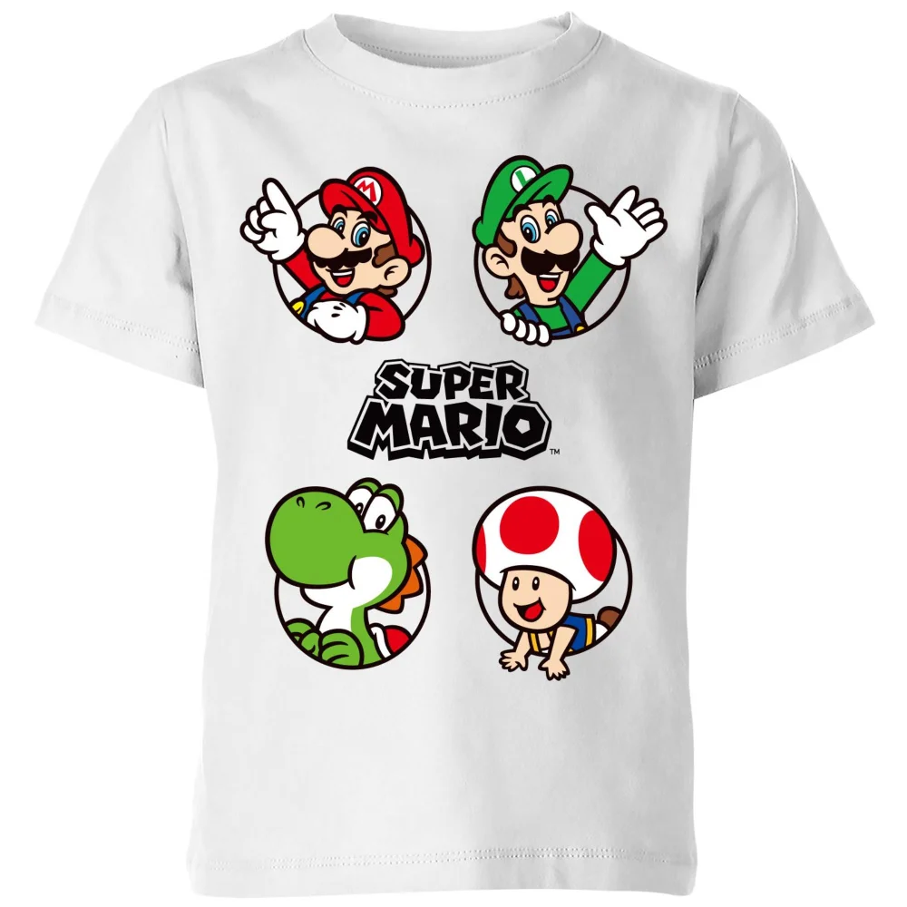 Nintendo Super Mario Circles Kids' T-Shirt - White - 3-4 Years Image 1