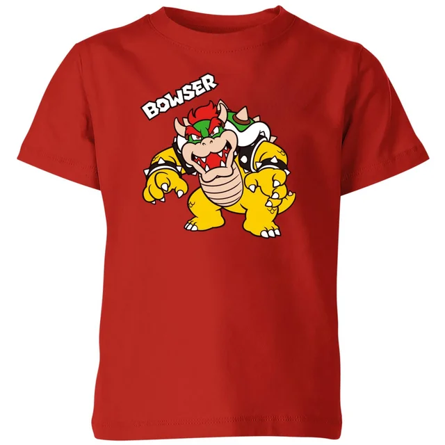 Nintendo Super Mario Bowser Text Kids' T-Shirt - Red