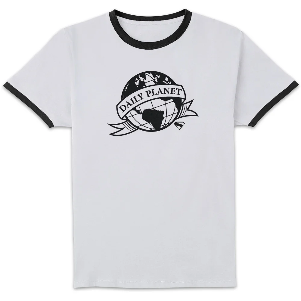 DC Comics Superman Daily Planet Unisex Ringer T-Shirt - White/Black - L Image 1