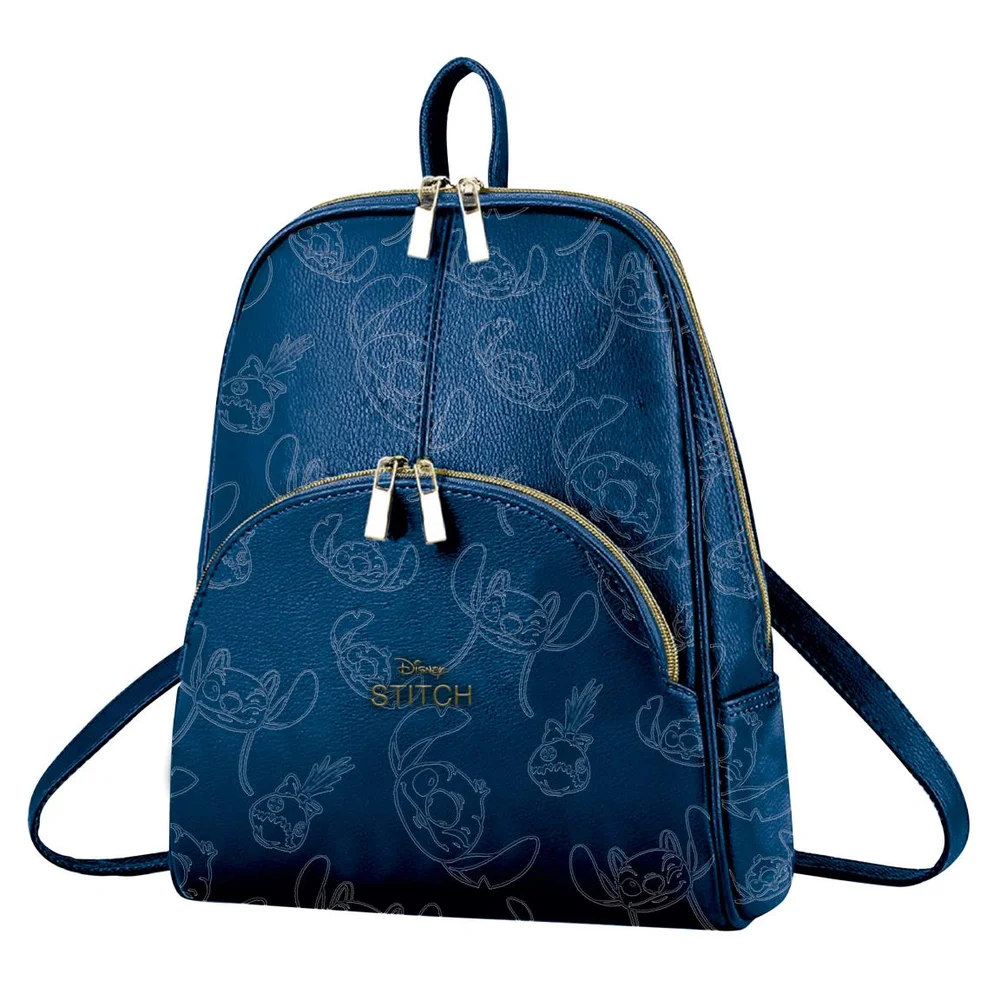 Disney Stitch Pattern Faux Leather Casual Fashion Backpack Image 1