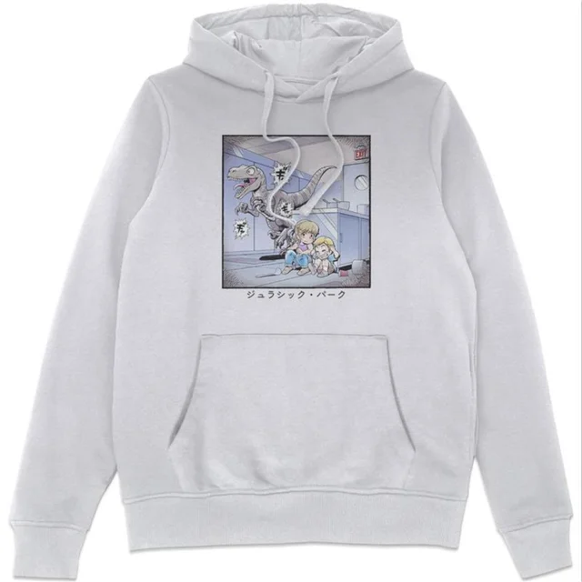 Jurassic Park Anime Raptor Scene Anime Hoodie - White