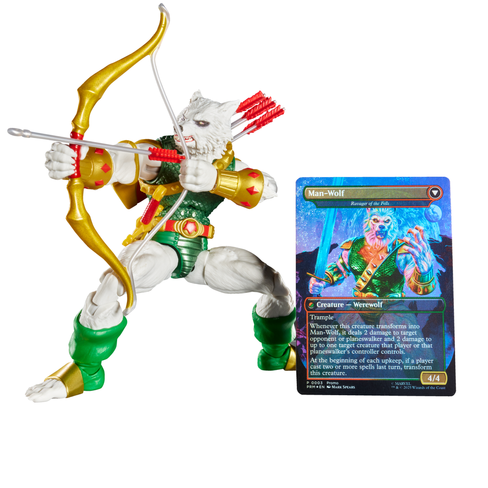 Hasbro Marvel Legends Spider-Man x Magic: The Gathering Man Wolf 6" Action Figure & Trading Card Image 1