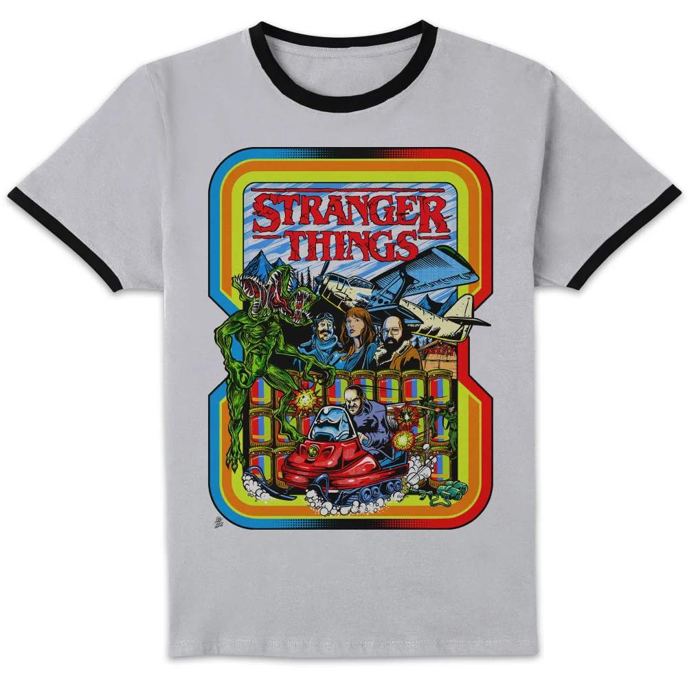 Stranger Things Retro Unisex Ringer T-Shirt - White/Black - S Image 1