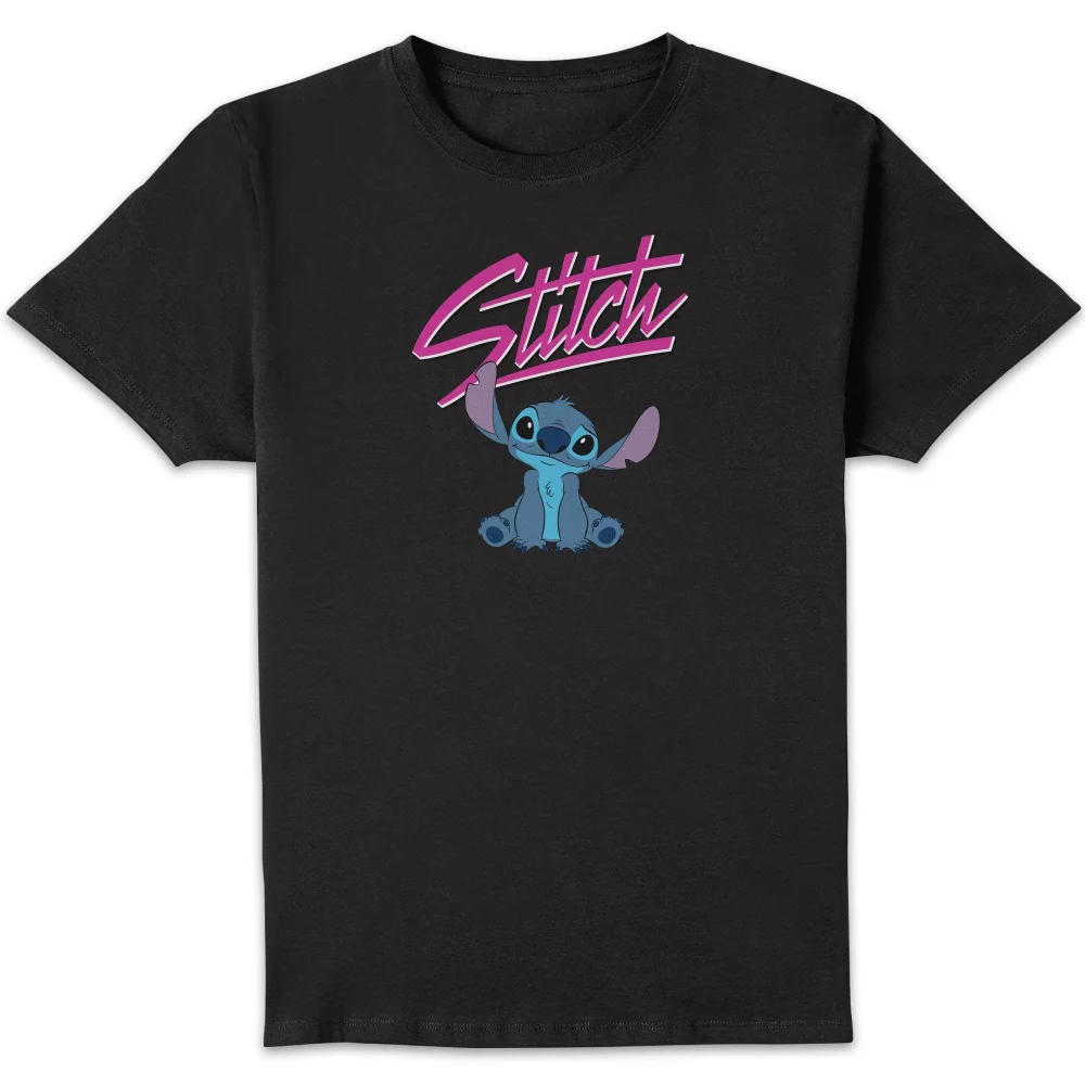 Disney Stitch Script Unisex T-Shirt - Black - S Image 1