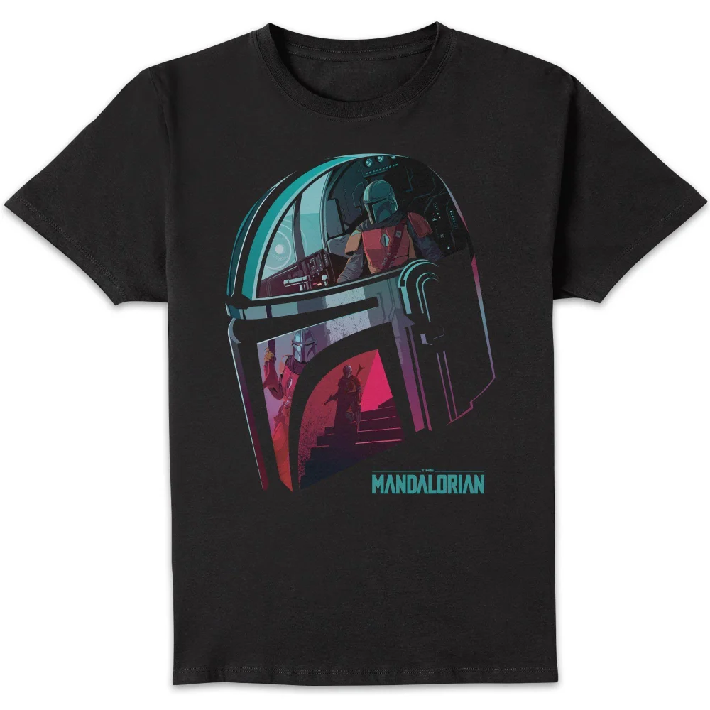 Star Wars The Mandalorian Helmet Reflection Unisex T-Shirt - Black - XL Image 1