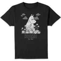 Moomin Flowers Japanese Unisex T-Shirt - Black - undefined undefined