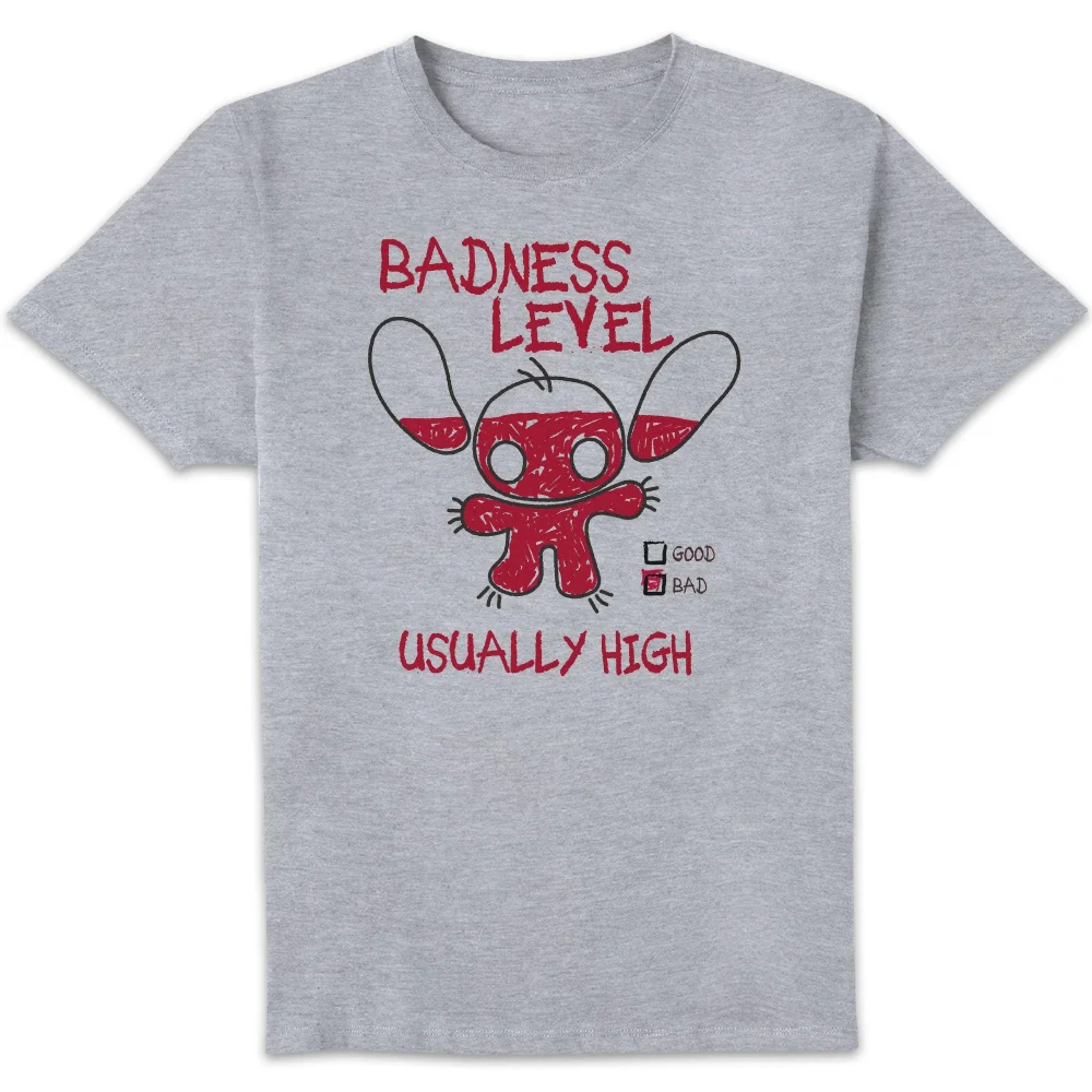 Disney Stitch Badness Level Unisex T-Shirt - Grey - S Image 1