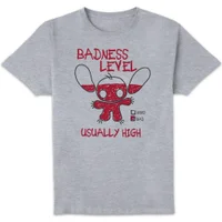 Disney Stitch Badness Level Unisex T-Shirt - Grey