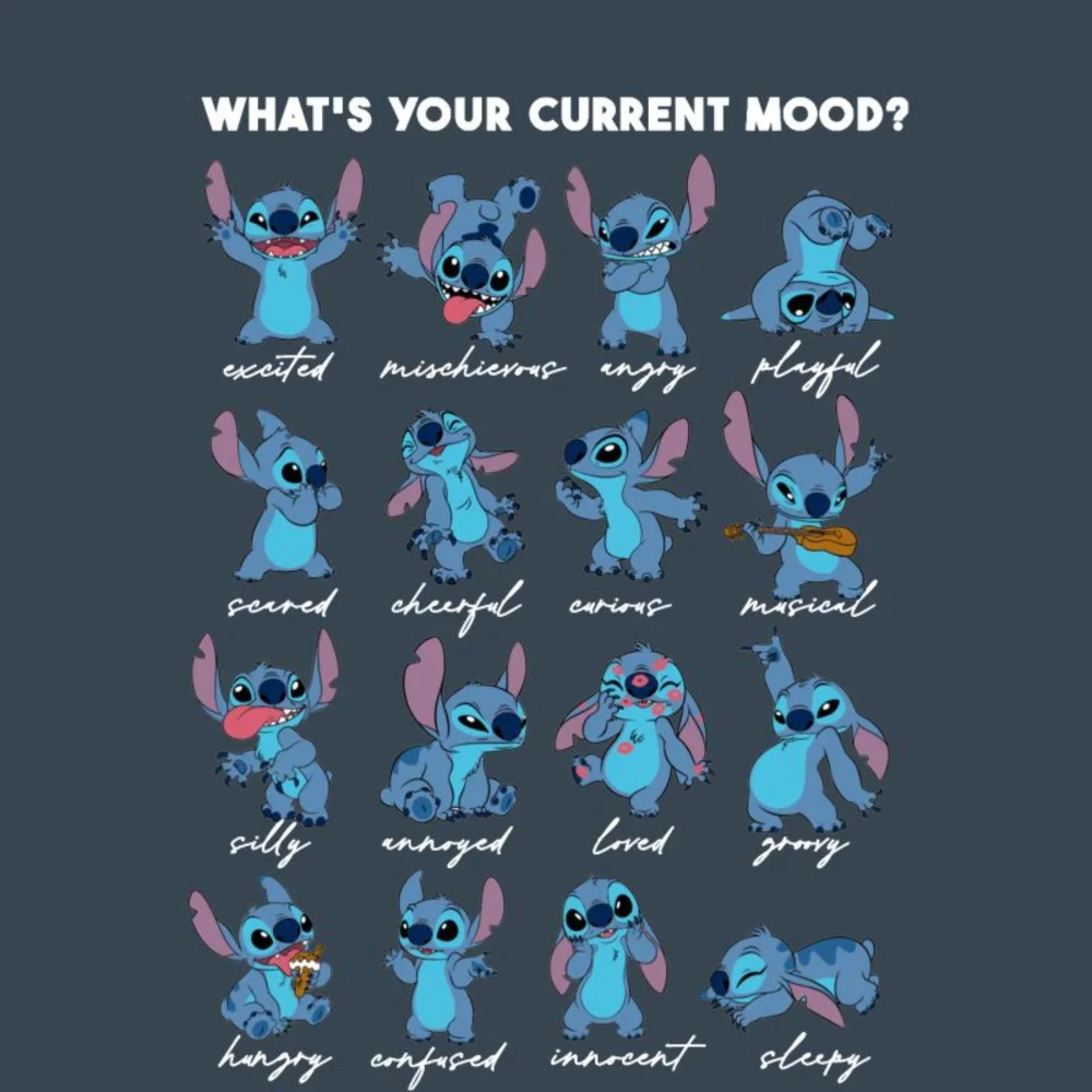 Disney Stitch Emotions Unisex T-Shirt - Charcoal - S Image 1