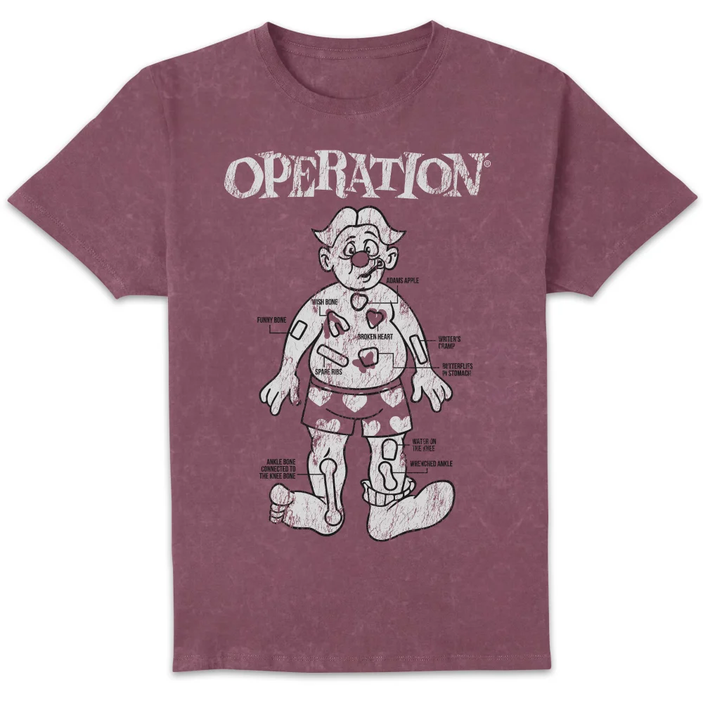Operation Classic Board Unisex T-Shirt - Burgundy Acid Wash - XL Image 1