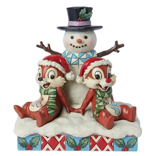 Enesco Disney Tradition Chip n Dale Snowman Figurine (13.5cm)