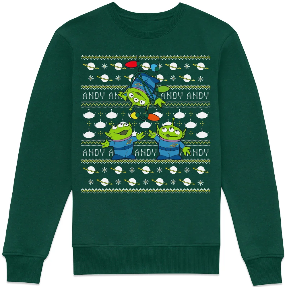 Disney Toy Story Aliens Christmas Jumper 2025 Sweatshirt - Green - XS Image 1