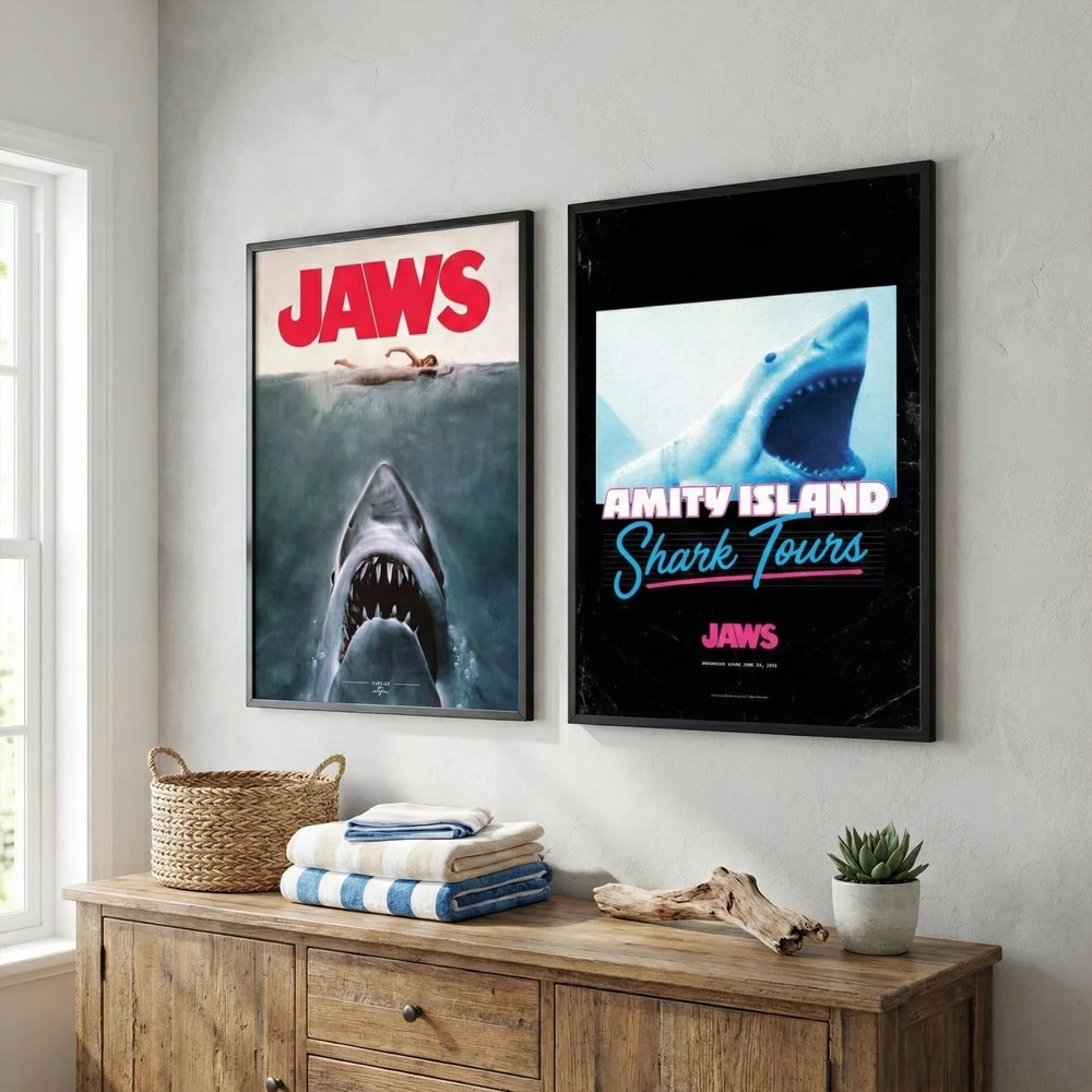 Jaws Double Feature: Premium Giclée A2 2-Pack with Black Frames Image 1
