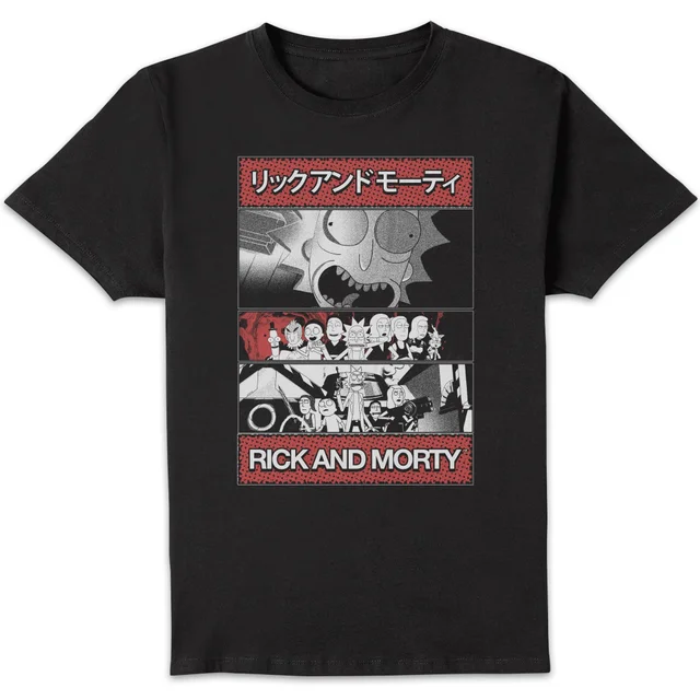 Rick and Morty Comic Strip Team Unisex T-Shirt - Black
