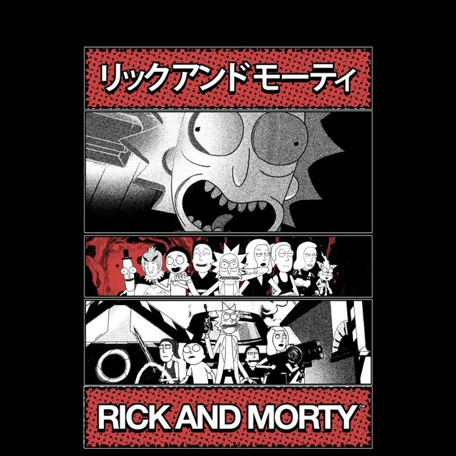 Rick and Morty Comic Strip Team Unisex T-Shirt - Black