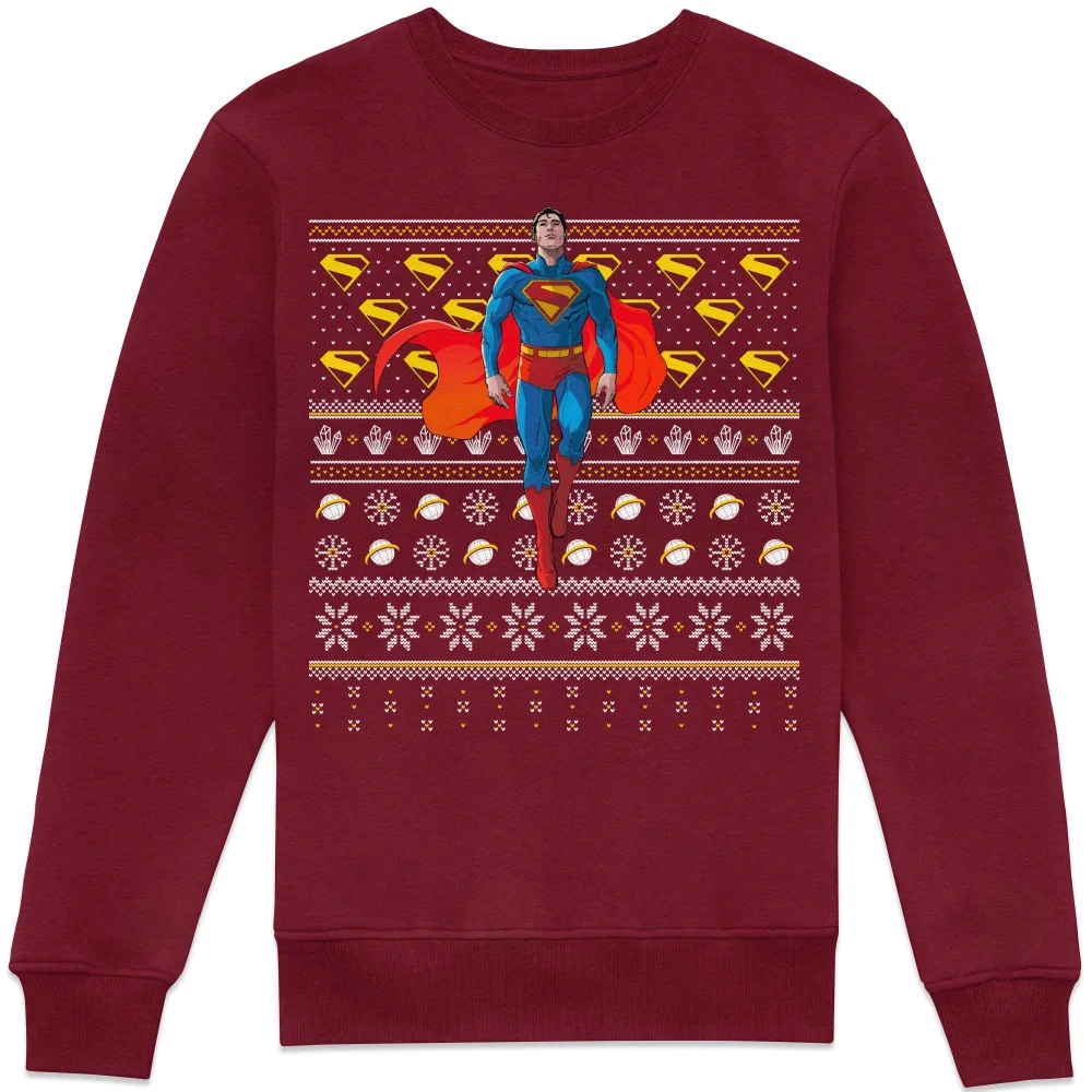 Superman Christmas Sweatshirt - Burgundy - XS Image 1