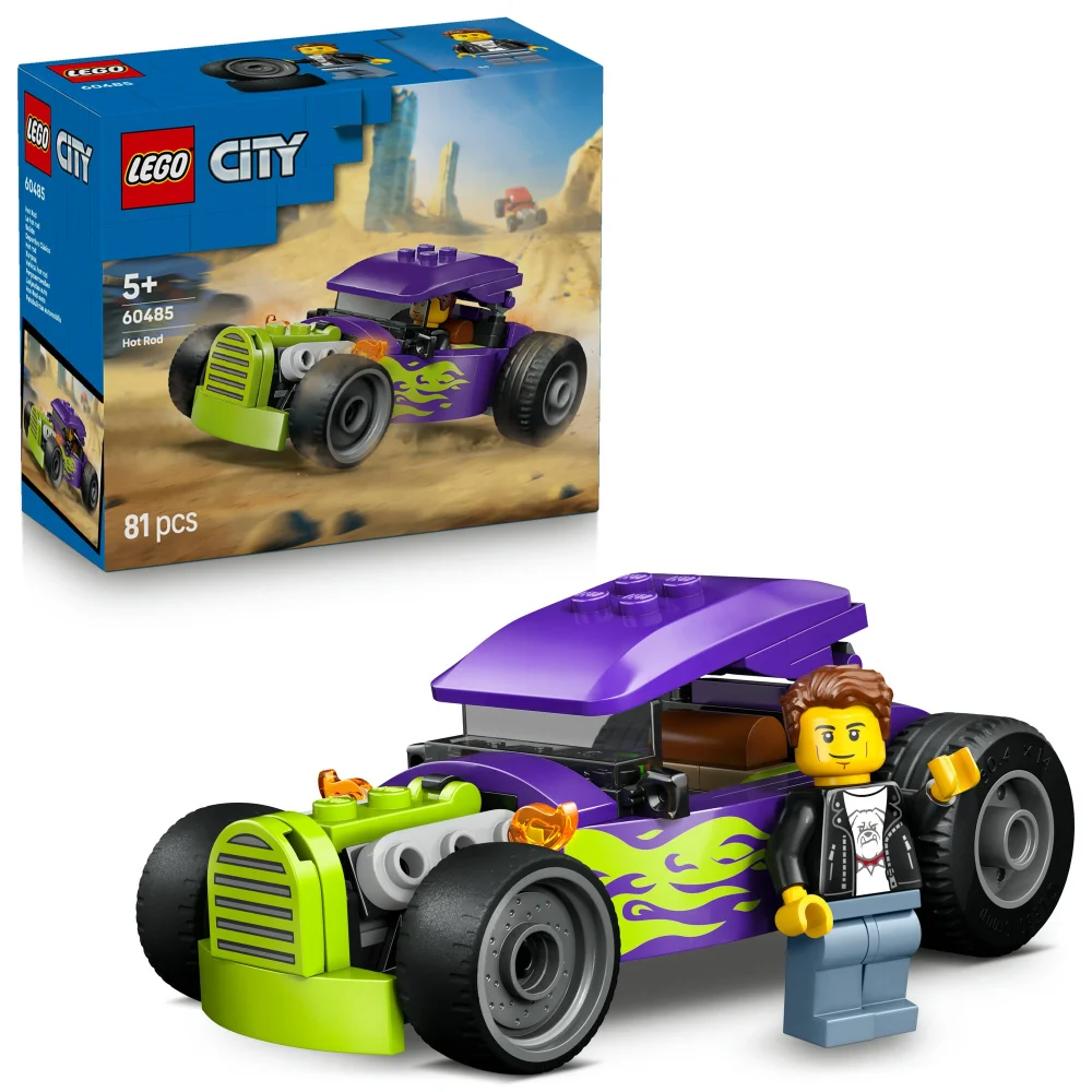 LEGO City Hot Rod Race Car Building Toy and Minifigure 60485 Image 1