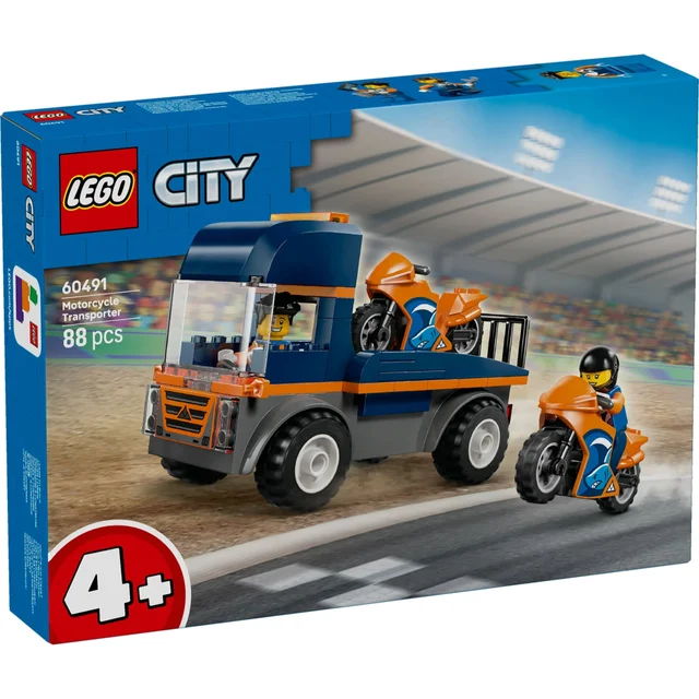 LEGO City Motorcycle Transporter Toy and 2 Minifigures 60491