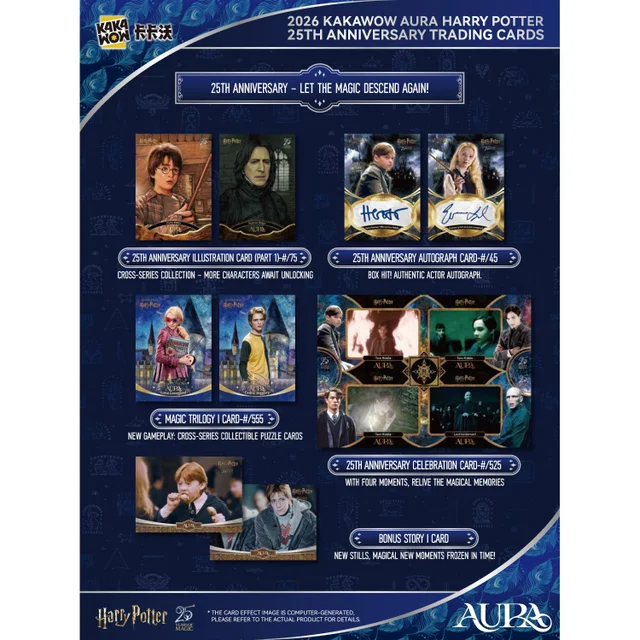 2026 Kakawow Aura Harry Potter 25th Anniversary Trading Cards Hobby Box Case (10 Boxes)