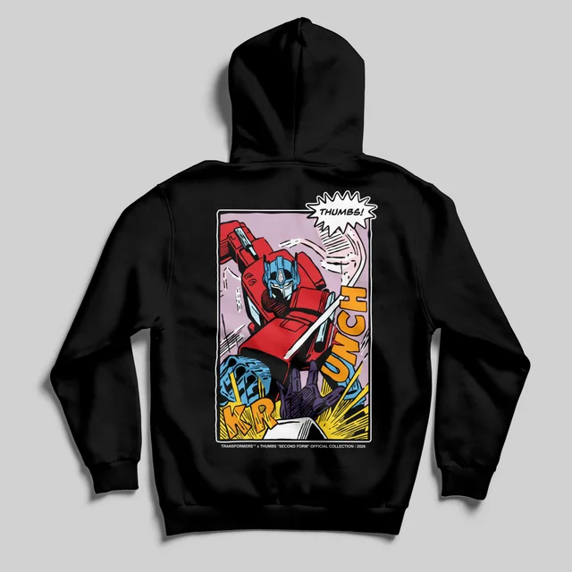 Transformers x THUMBS Zavvi Exclusive Optimus Prime Comic Hoodie Black