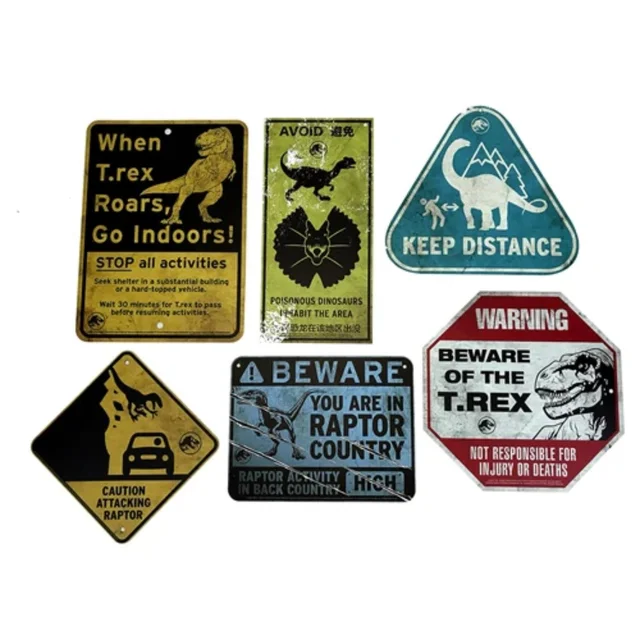 Jurassic World Scaled Prop Replica Metal Warning Signs - Factory Entertainment