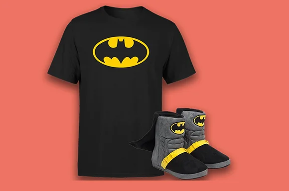 FREE SLIPPERS WITH DC COMICS T-SHIRT
