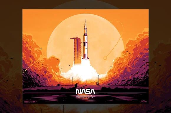 Vibrant Apollo 11 Launch Screen Print