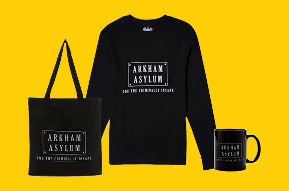 Arkham Asylum Long Sleeve Shirt, Tote and Mug Collection